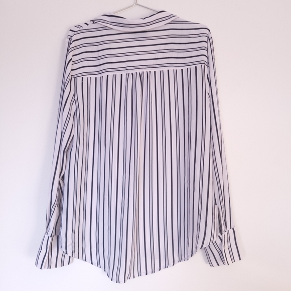Worthington Flowy Sheer Striped Long Sleeve Blouse - Picture 4 of 4